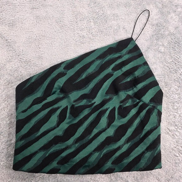 bec + bridge Tops - Bec + Bridge Discotheque Zebra One Shoulder Top Emerald Green 4 Womens NWT